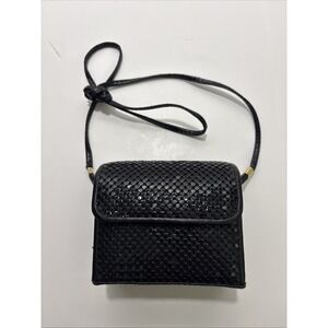 Vintage Y&S Black Mesh Crossbody Shoulder Bag Purse 90s Chic Slim Strap